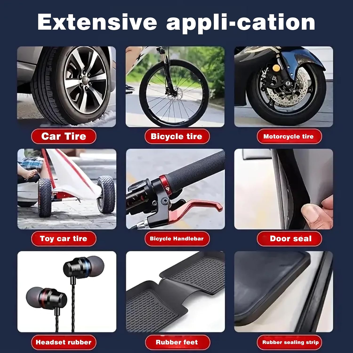 Tire Repair, Tire Repair Glue, Black Rubber Cement for Minor Tire Sidewall Scratches, Tire Rubber Filler Adhesive for Car, Motorcycle, Bike, ATV, Truck, Lawn Mower Tires, Waterproof Flexible Paste