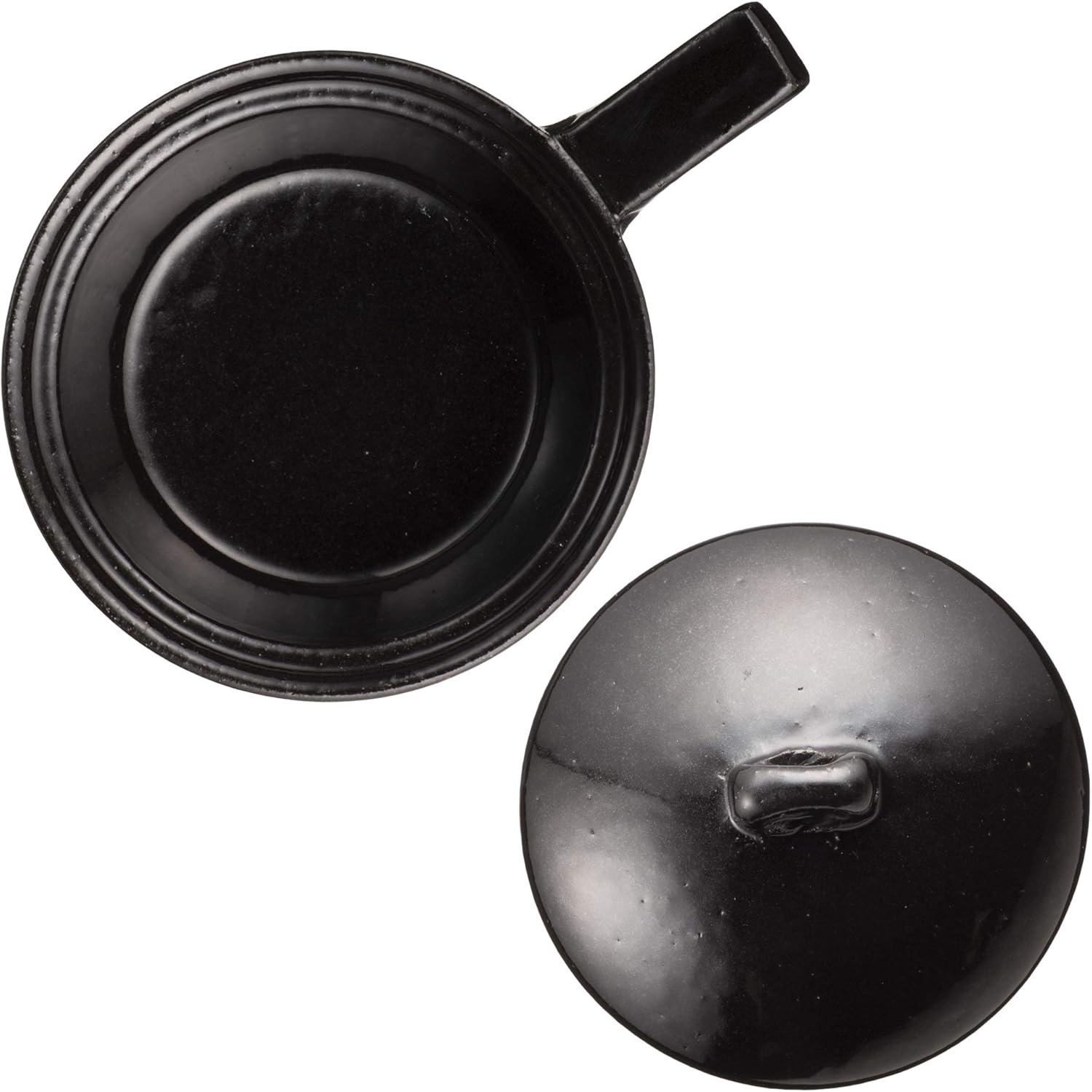 Hasegatani Pottery ACK-68 Fried Egg Pot, Egg Baker with Lid, Large, For 1 Person, 2 People, For 1-2 Eggs, Approx. 4.7 inches (12 cm), Approx. 4.6 fl oz (130 ml), Direct Fire, Microwave Oven, Black
