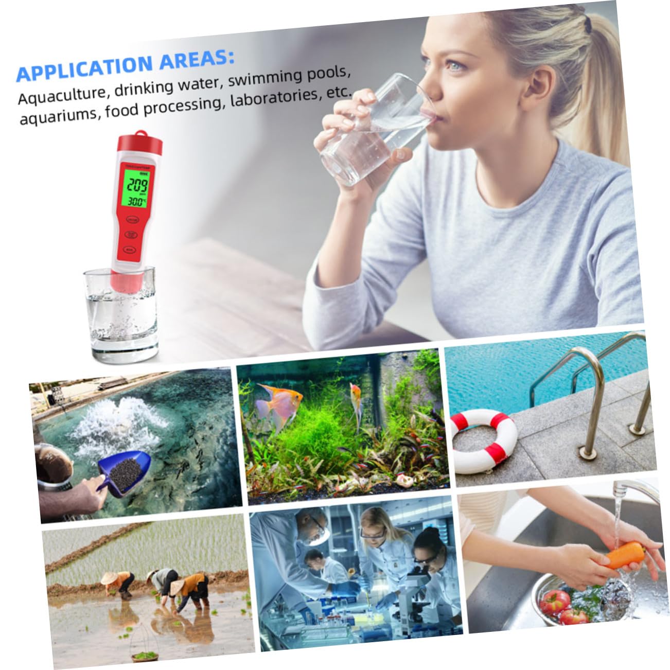Holibanna Tester Digitale Acqua Ph Ec Temperatura Misuratore Portatile per Qualità Acqua Domestica Acquari e Laboratorio ad Alta Sensibilità