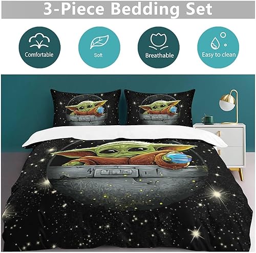 Miniatura 4 de EQARPZM Juego de funda de edredón para niños, diseño de animé de dibujos animados para niños, 3 piezas, lindo juego de edredón para niños y niñas, 1