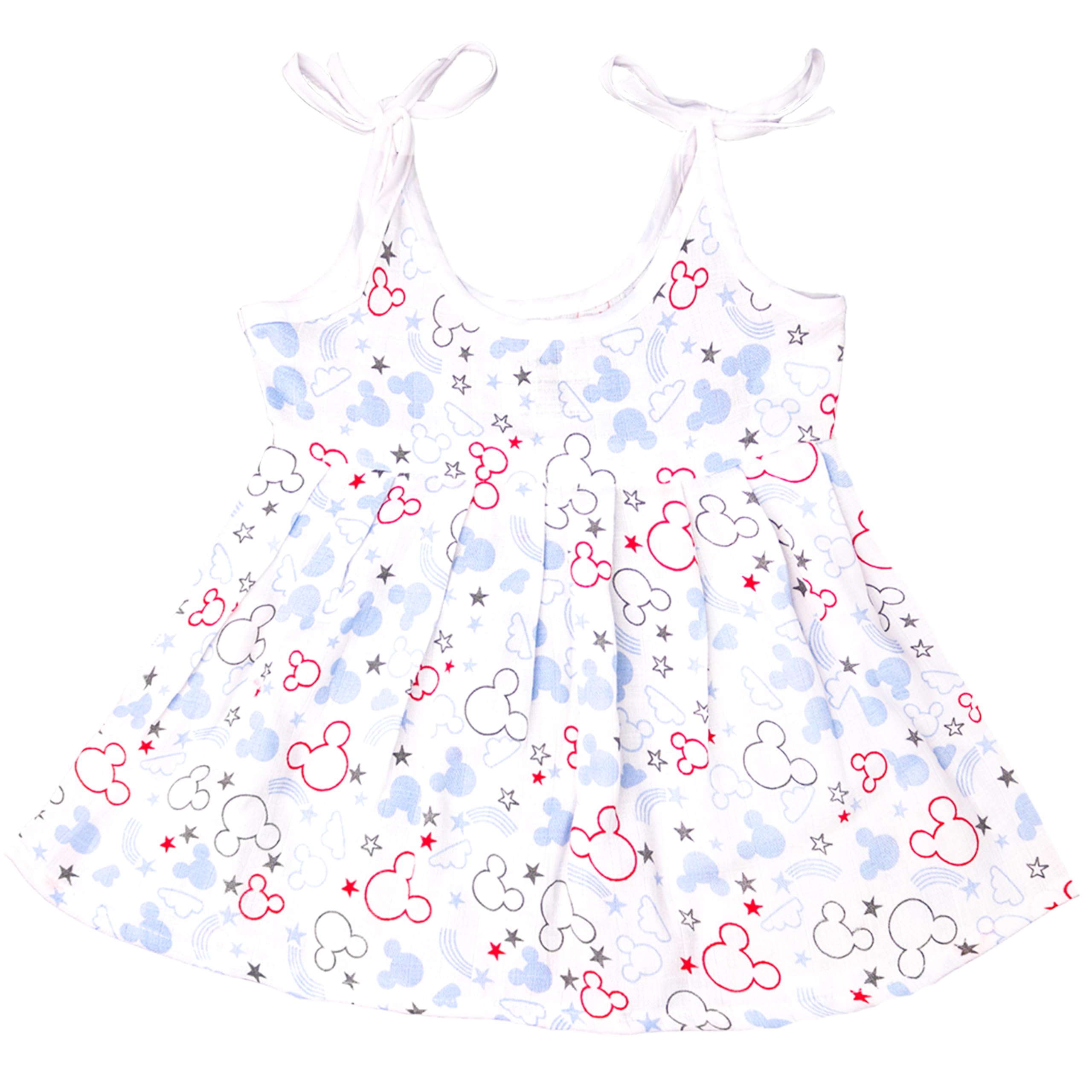 Kidbea® 100% Muslin Cloth Frock for Baby Girls | Mickey and Butterfly Print | Soft Mulmul Cotton Frock | Summer wear Frock |Comfortable Baby Products | Sleeveless Vest | New Born Baby | Combo of 2 - Image 3 thumbnail