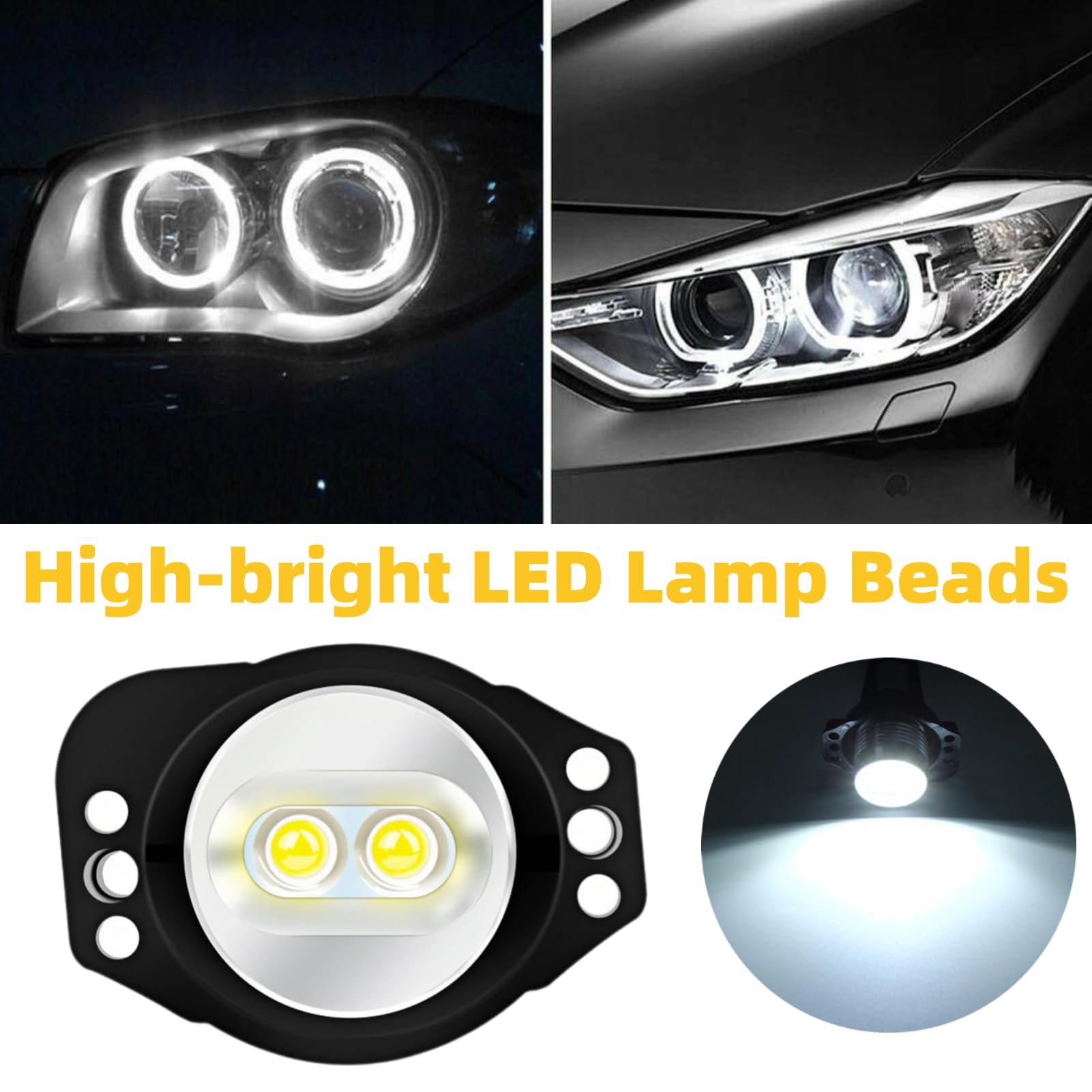 Auto - 2 x 12 W Angel Eyes LED Fari Halo Anello di segnalazione fendinebbia per auto per E90 E91 05-08 lampade automatiche + lampadine angelo eye e90