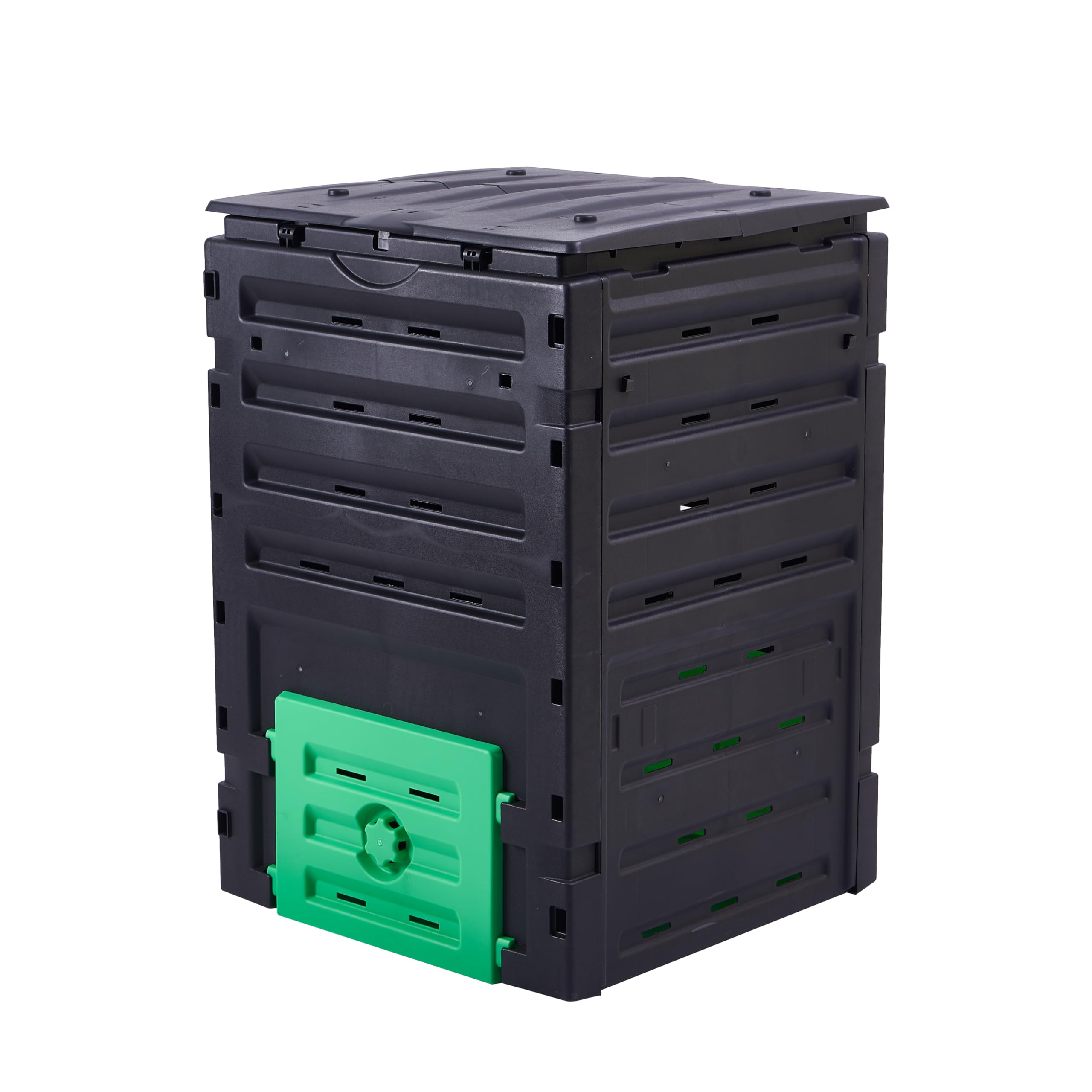 HYGRAD® Outdoor Garden Compost Bin 120 Gallon (450L) Garden Composter, BPA Free with 80 Vents and 2 Sliding Doors, Organic Waste Converter, Black