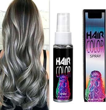 Temporary Hair Color Spray, Timesave Hair Coloring, Instant Hair Color Spray for Party, Hollowen, Cosplay, Hair Coloring Spray Gifts, for All Hair Types Gray, 10cm