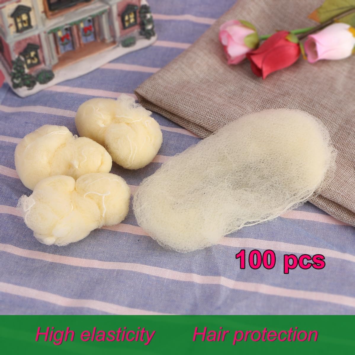 Invisible Hair Net 50cm 100pcs Golden Cotton Fibers