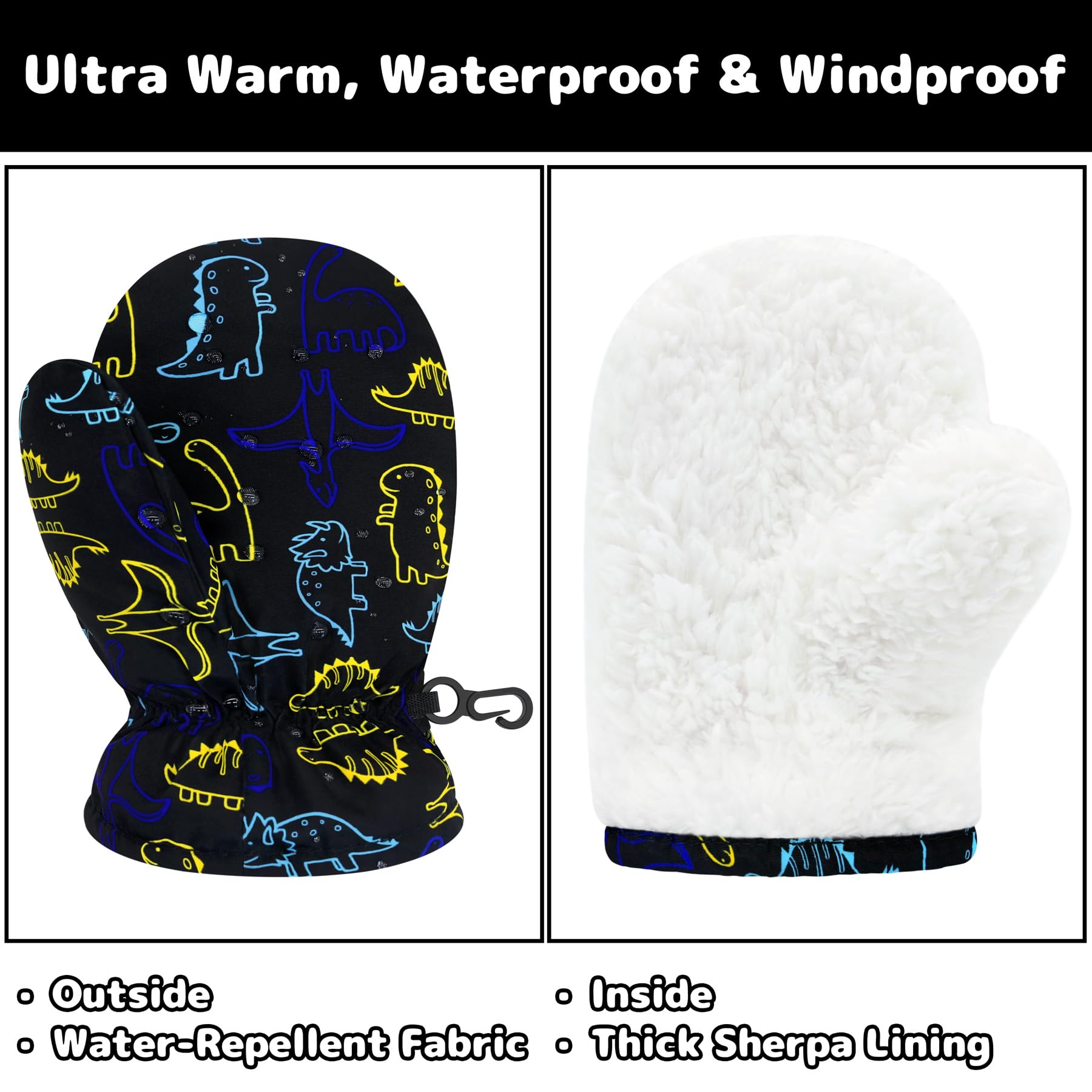 Olreco Toddler Mittens 18-24 Months Baby Mittens 12-18 Months Toddler Winter Gloves Toddler Snow Gloves Baby Gloves 6-12 Months