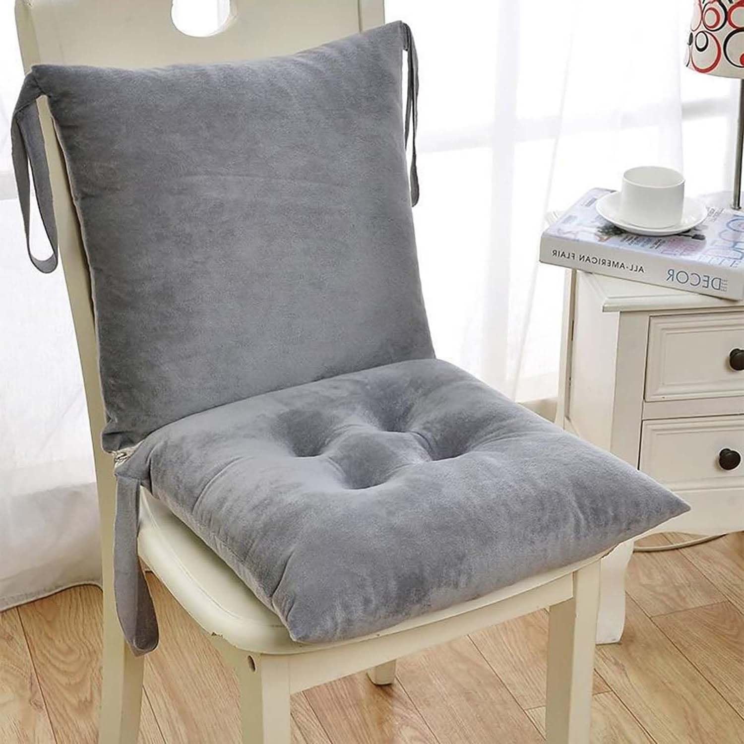 Lot de 1/2/4/6 Coussin de Chaise avec Dossier,Galette de Chaise 40x80 cm Coussin de Siège Respirant avec Rubans Coussins d'Assise de Jardin Antidérapant Chaises de Cuisine(#1,40x80cm4PCS)