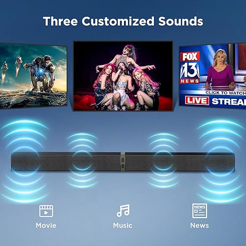 Miniatura 3 de MZEIBO Barra de sonido para Smart TV, barra de sonido Bluetooth de 80 W, diseño desmontable 2 en 1, graves profundos, sonido envolvente de cine en