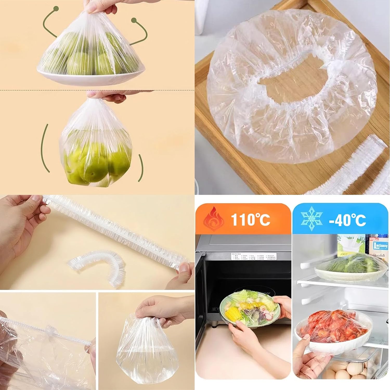 300 Pcs Reusable Elastic Food Covers –Stretchable Bowl & Plate Covers for Bread Proofing Food Storage Picnics. BPA Free, Dishwasher Safe, Universal Fit Clear Adjustable Bread Fermentation Basket Cover