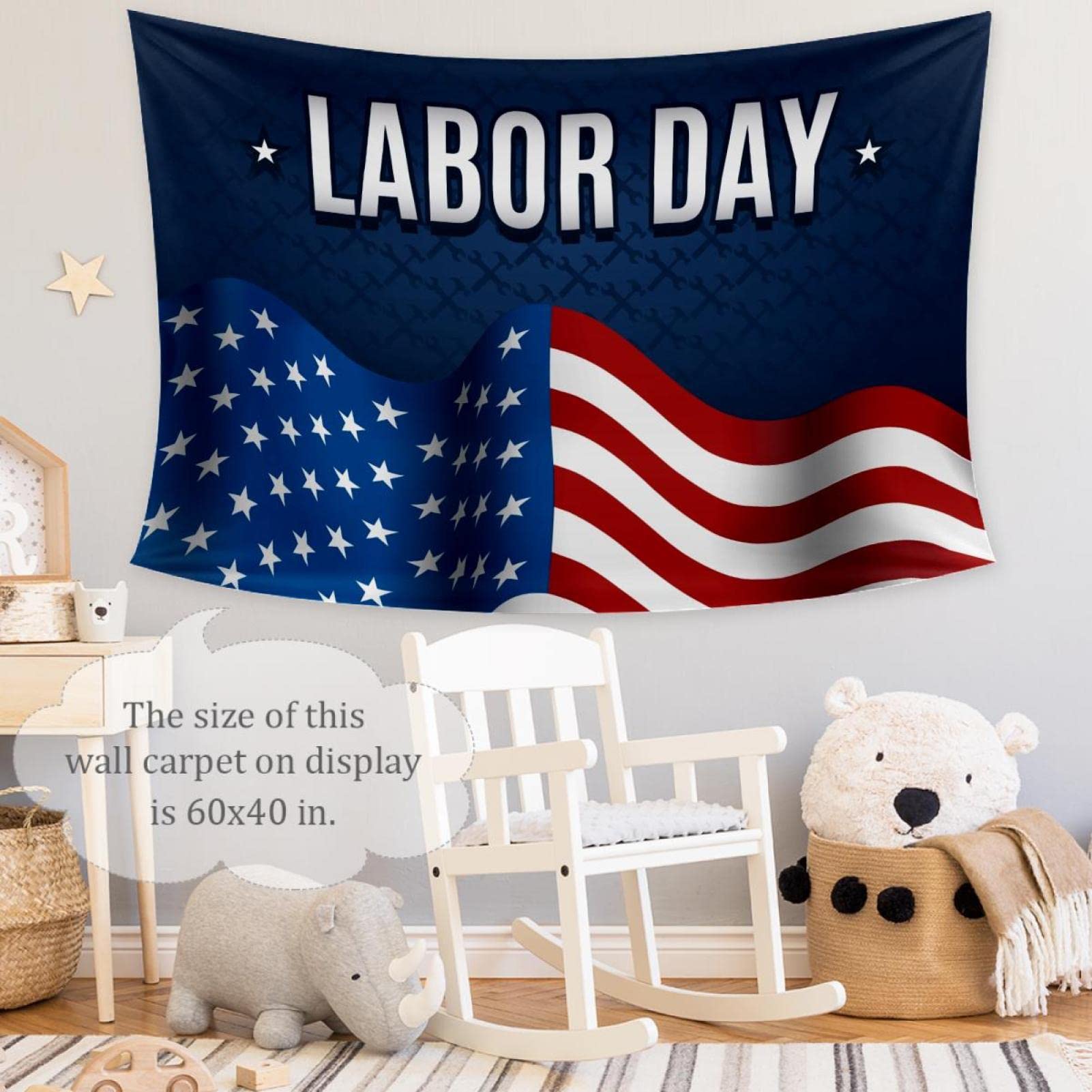 VEIGIKE Arazzo Murale Rustico Con Bandiera Americana E Orso - Motivo Caccia Mimetica Bianco E Nero - 101x76 Cm - Per Camera Da Letto Uomini, Cabina, Coperta, Dormitorio