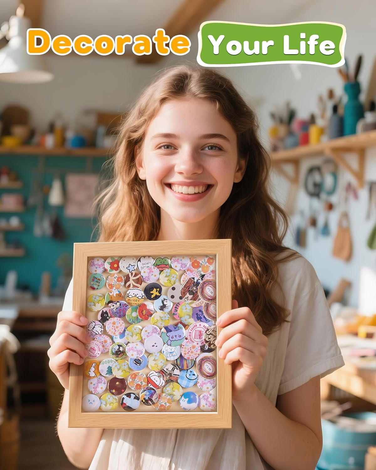 Aiment 44mm Button Maker Kit – 1.73 Inch Button Maker Pin Badge Press Machine with 100PCS Parts & Circle Cutter & Cutting Mat, Perfect for DIY Crafts & Personalized Gifts