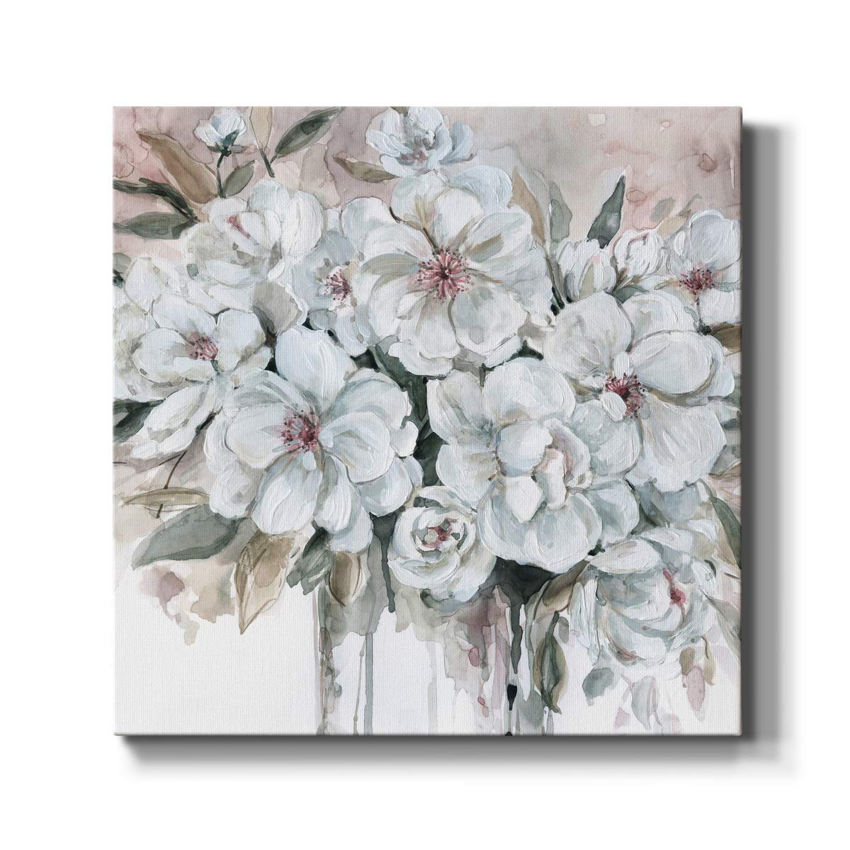 WEXFORD HOME Square Premium Gallery Wrapped Canvas Flower Multicolor Wall Art Abstract Floral Romance Modern Pictures Print for Home Office, Ready to