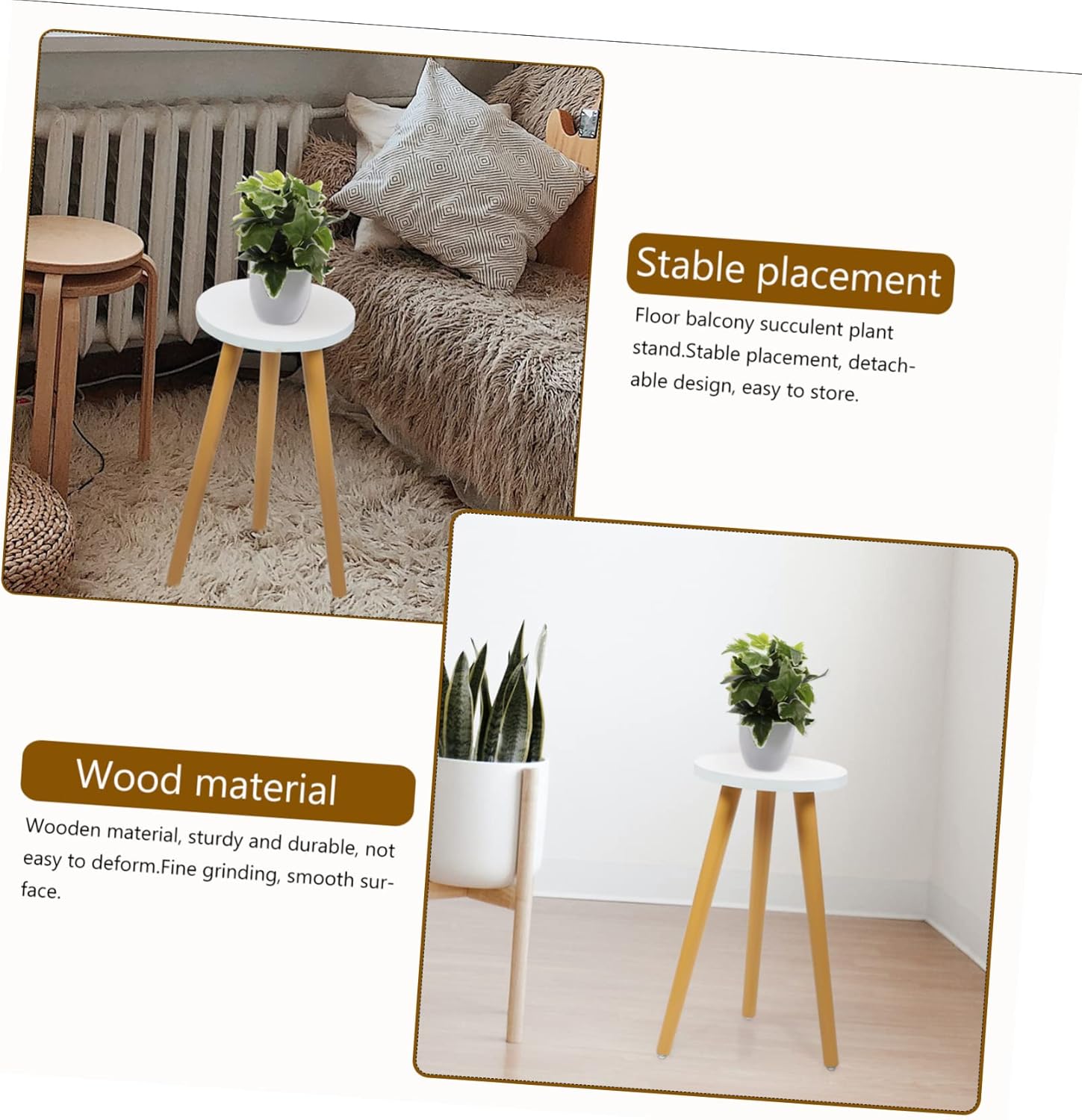 VICASKY Natural Wood Plant Stand Round Wooden Flowerpot Holder Stool with Smooth Edges Load Bearing Display Rack for Indoor Outdoor Patio
