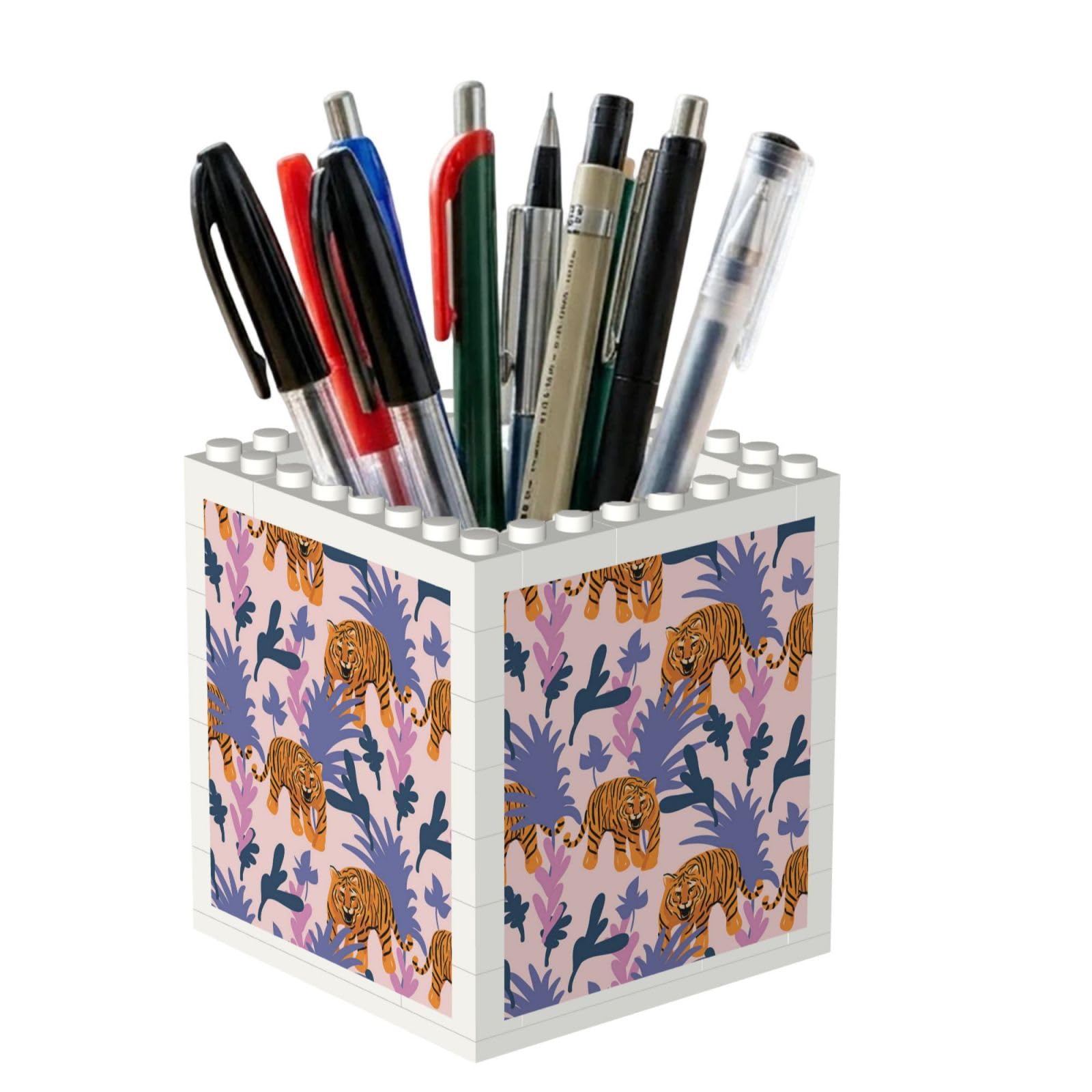 Poadnly Tigers In The Jungle, Pen Pot Pencil Holder for Office Home School, Compact Desk Organiser for Office Stationery
