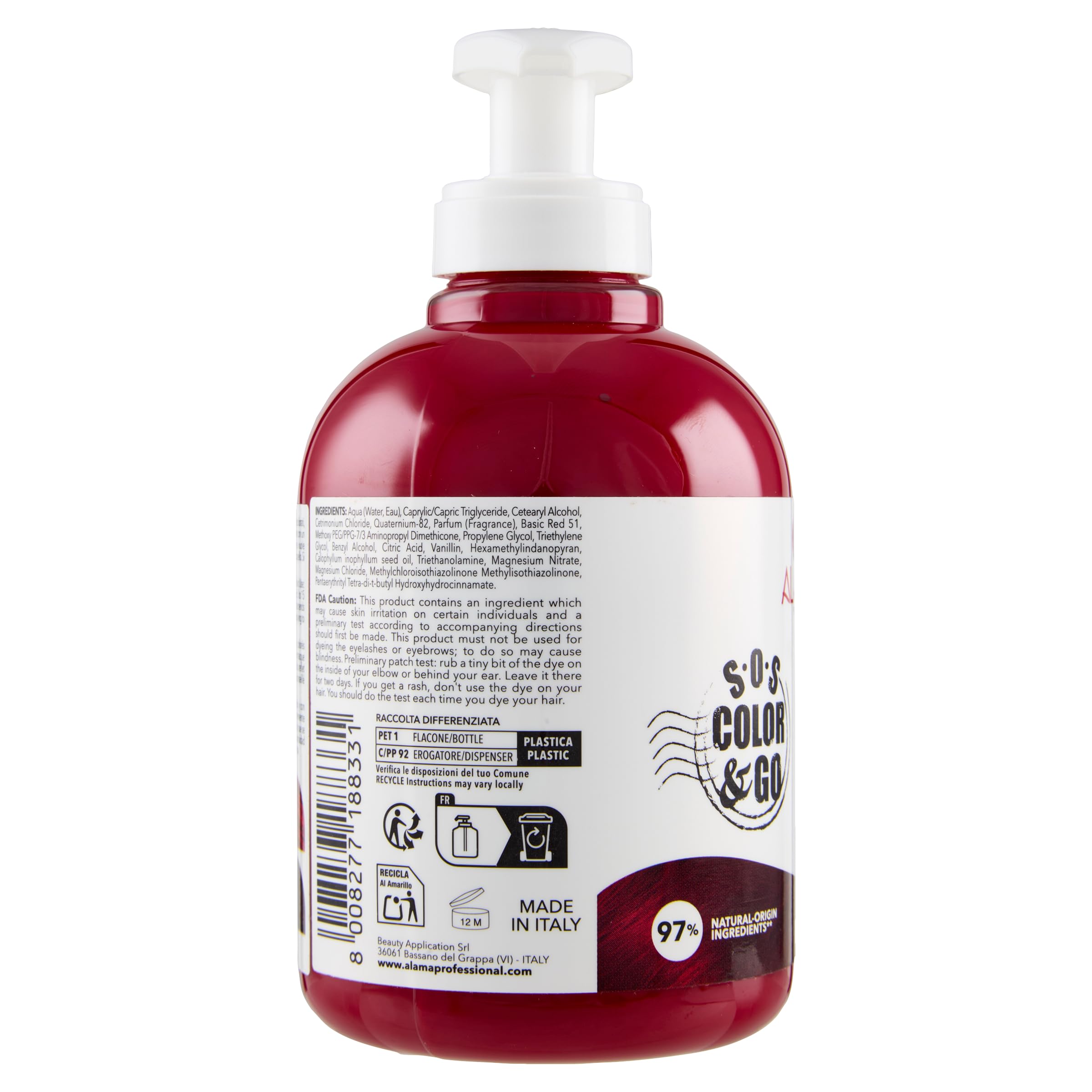 S.O.S Color 6 Go Maschera Colorante Riflesssante e Ravvivante, Rosso, 300 Millilitri
