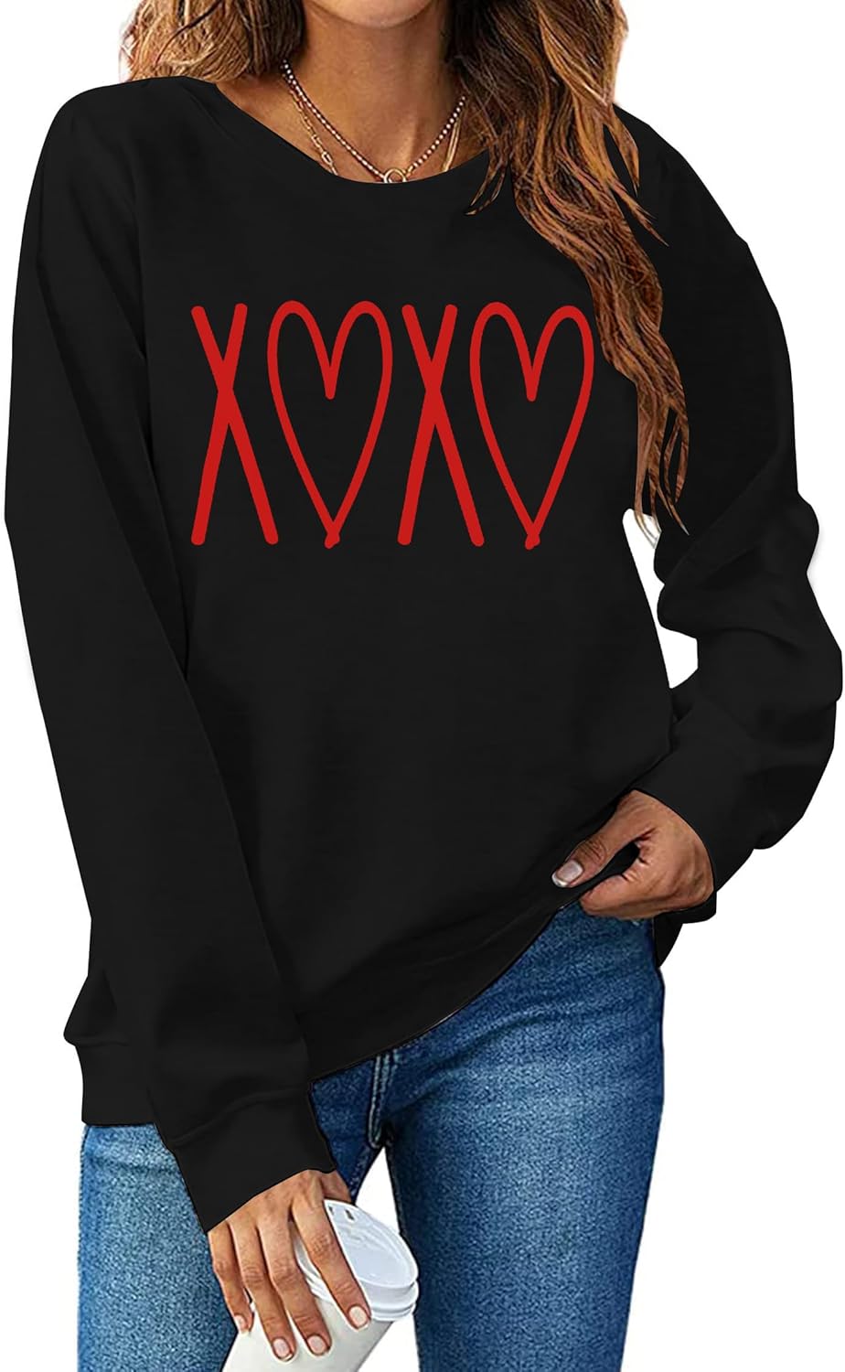 SFHFY Valentines Sweatshirt Women Cute Love Heart Sweater Valentine Pullover Shirt Casual Heart Long Sleeve Tops