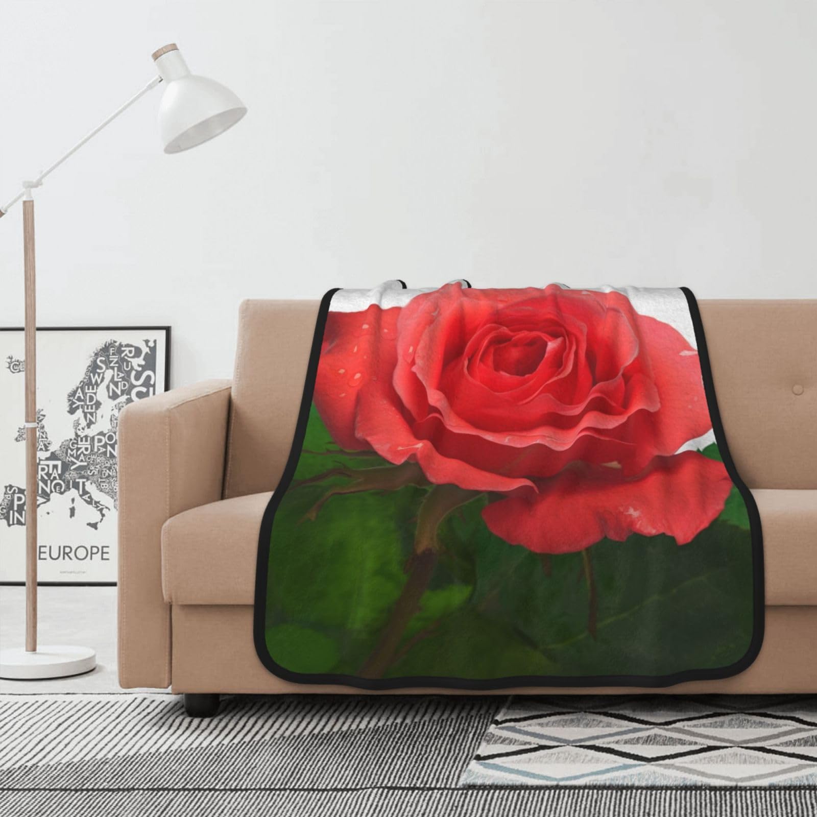 Couverture polaire rose 102x127 cm en flanelle double face pour lit et canapé