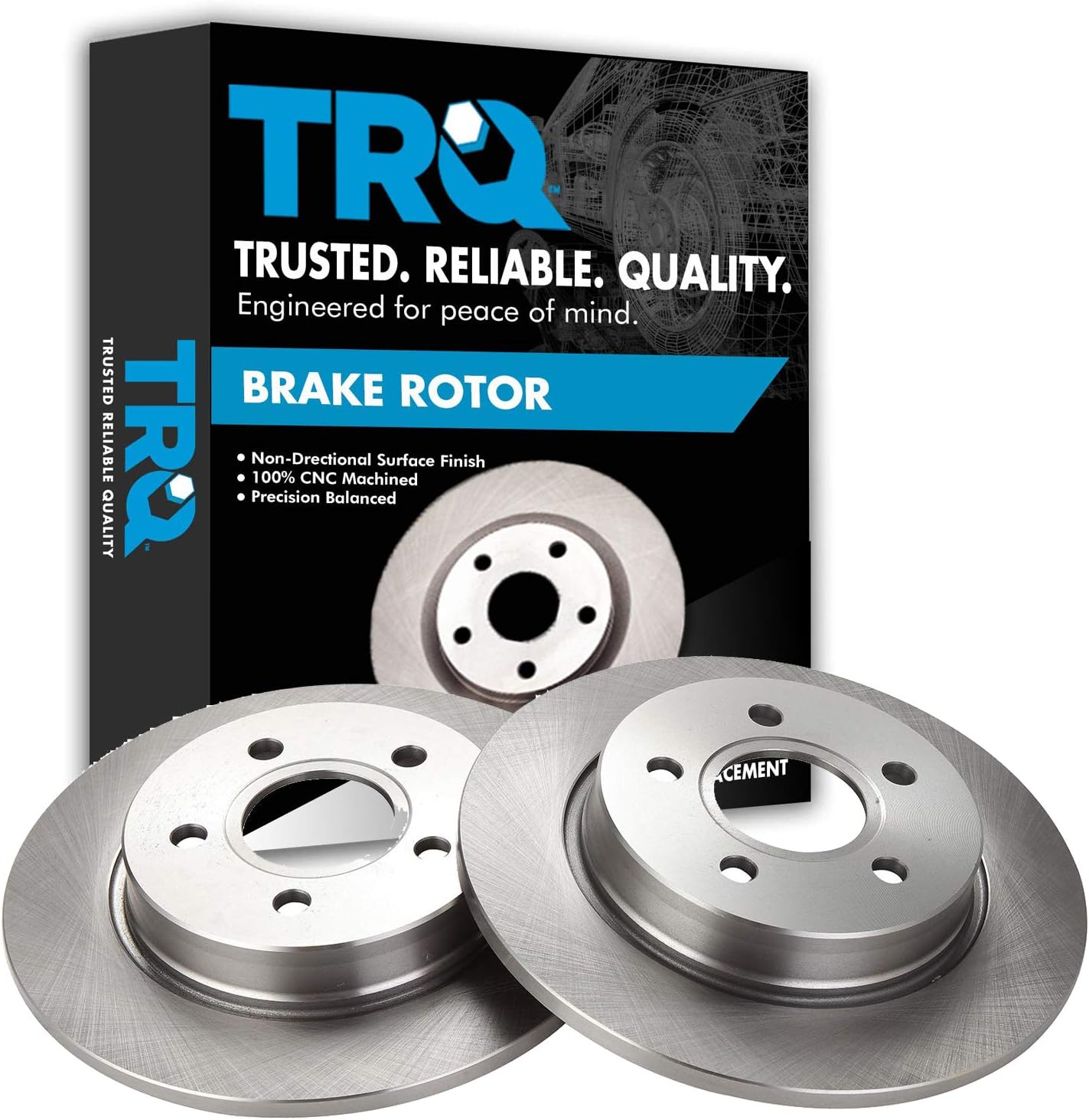TRQ Rear Brake Rotors Set Solid Compatible with 2012-2018 Ford Focus