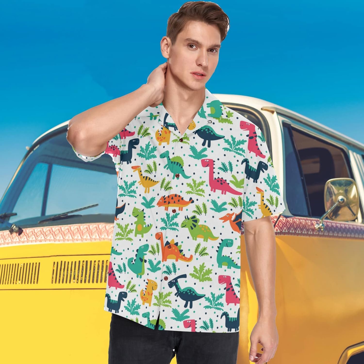 visesunny Mens Casual Button Down Short Sleeve Hawaiian Shirt Aloha Shirt - Image 5