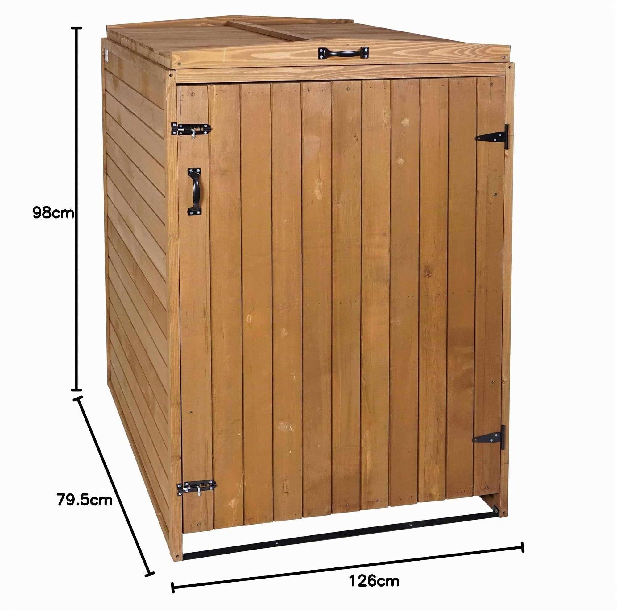 Mendler XL 1er-/2er-Mülltonnenverkleidung HWC-H74 Holz - braun | Mülltonnenbox, erweiterbar, MVG, 126x80x98cm
