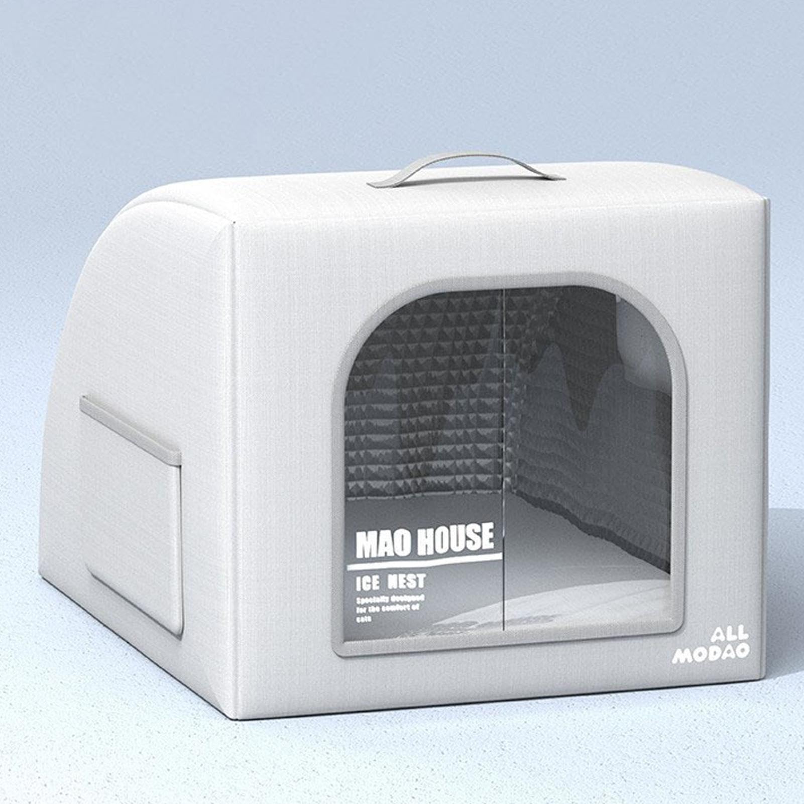 Caseta refrescante para gatos – 51 x 40 x 35 cm plegable, aislada y resistente a la intemperie | Caseta para perros de talla pequeña con 8 bolsas de hielo reutilizables, para gatos