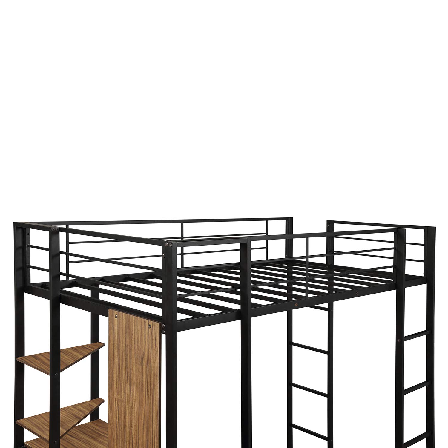 Metal Twin Loft Bed, Loft Bed with Desk, Twin Size Loft Bed Frame with