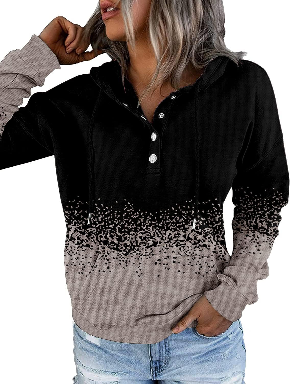 VIEACTIVEWEAR Hoodie for Women Tie Dye Sweatshirt Button Down Tops Casual Long Sleeve Oversize Pullover - Image 4