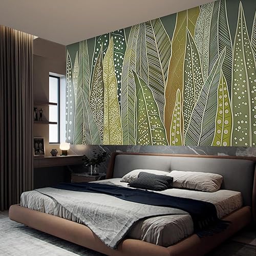 Miniatura 7 de Papel tapiz vintage de hojas verdes de 151 x 105 pulgadas, papel tapiz autoadhesivo con hojas de bosque tropical, papel de contacto impermeable,