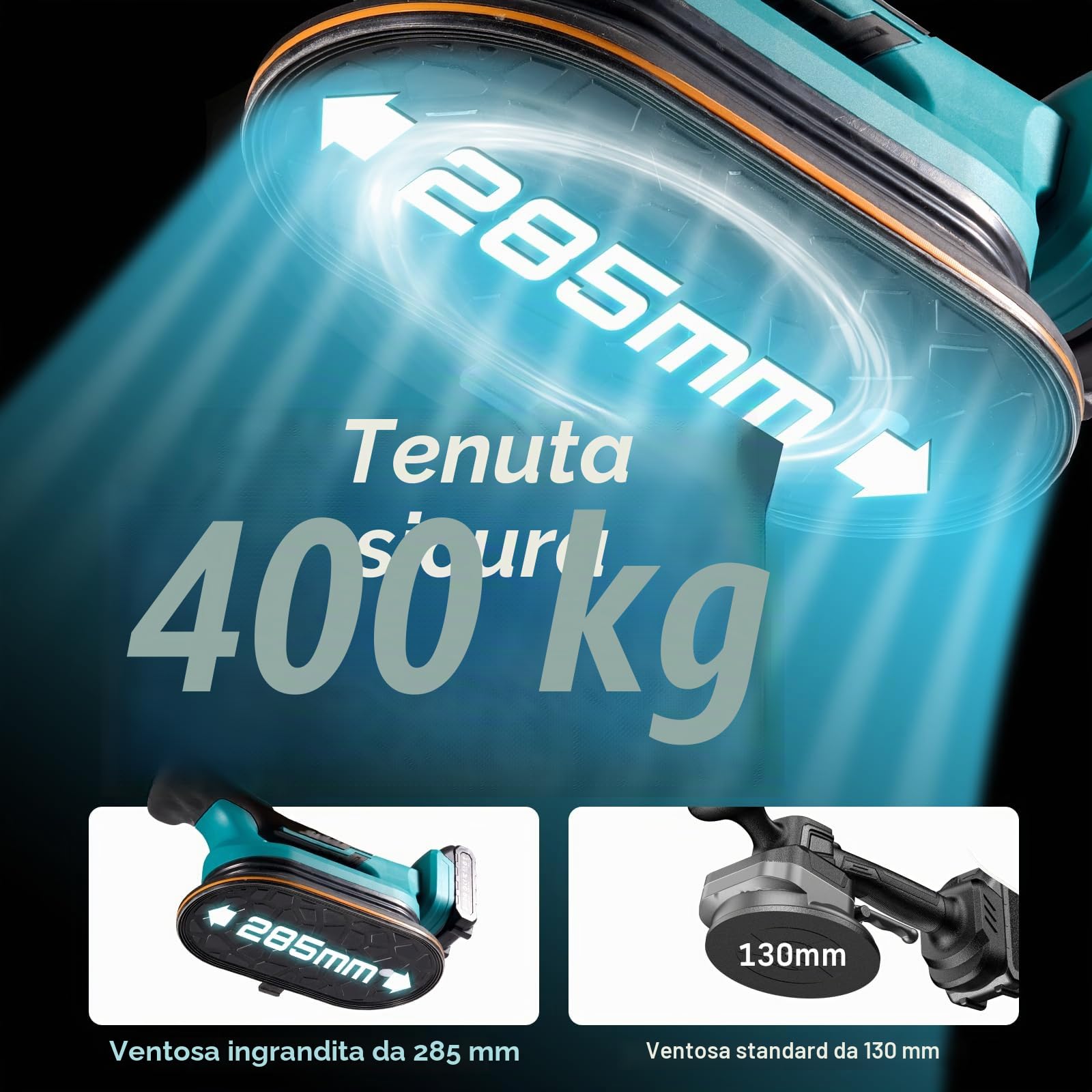 SEESII Vibratore per Piastrelle 285 mm, 2-in-1 Ventosa Vibrante per Piastrelle & Strumento di Vibrazione, 12 Velocità, Batteria 10 Ore, Livella – Vibratore Piastrelle per Formati Grandi (K919B)