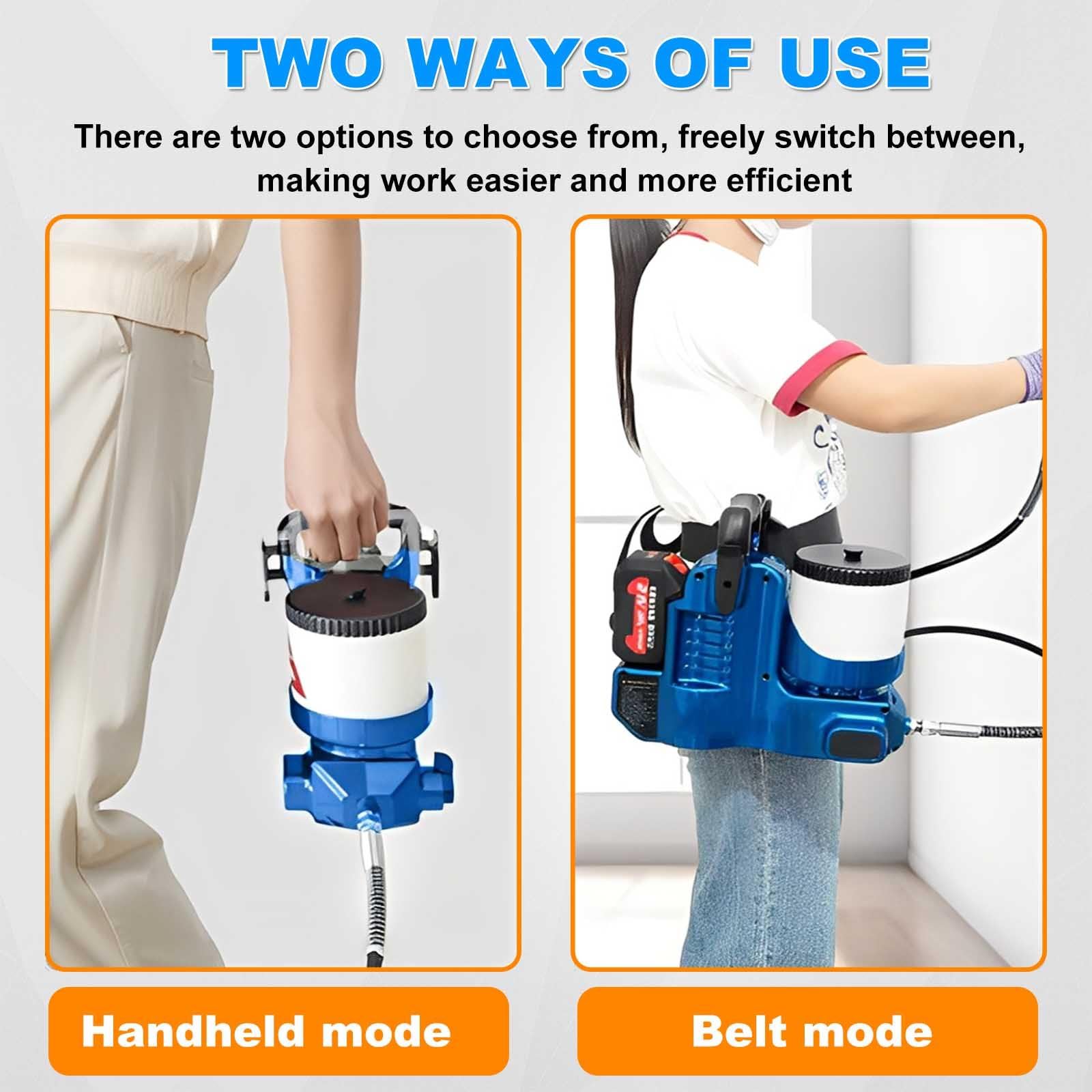 Pulverizador sin aire de alta presión, caudal de 1,1 litros/minuto, 6 ajustes de velocidad, compatible con baterías de 21 V, equipado con una manguera ajustable de 70 pulgadas, capaz de rociar a alta