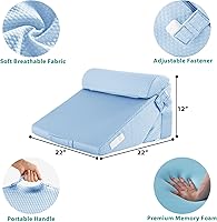 Vista 68 de Bedluxe - Juego de 4 almohadas ajustables de cuña para cama, almohada de espuma viscoelástica para después de la cirugía para el alivio del dolor