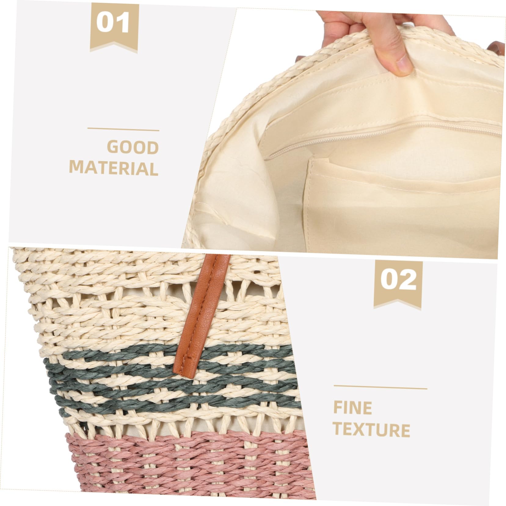 minkissy Bolso De Playa De Crochet Bolso De Mano De Algodón Diseño De Rayas Para Mujer