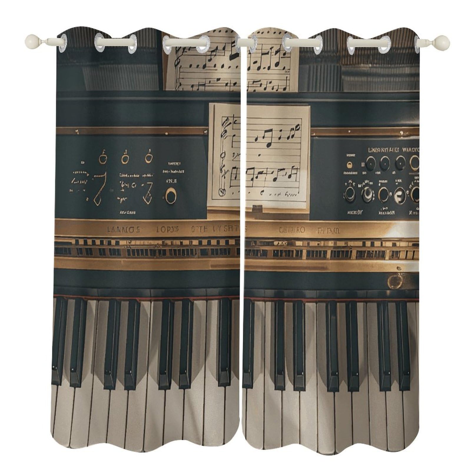 Rideaux occultants motif notes de musique thermique 132x213 cm