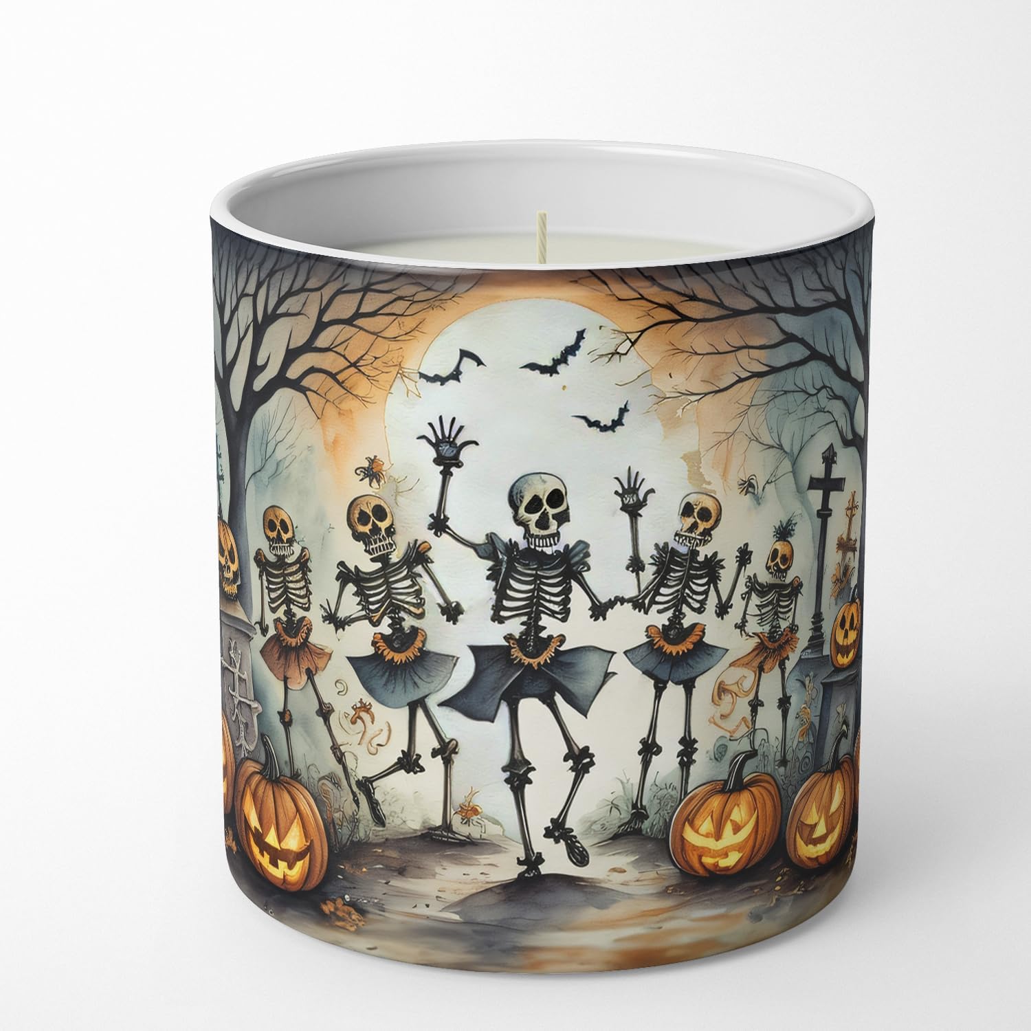 Caroline's Treasures DAC2235CDL Dancing Skeletons Spooky Halloween Decorative Soy Candle Nature Soy Wax Essential Oil Home Decor Ideal for Bedroom Kitchen Bath Office Gift, 10 oz