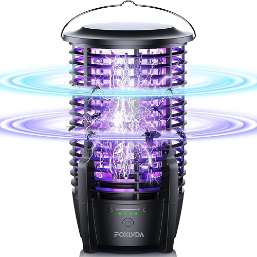FOXLVDA Bug Zapper Outdoor, Mosquito Zapper 2 in 1 Portable & Rechargeable Bug Zapper with 3600mAh Battery & LED Night Light, Powerful Electric Fly Zapper for Patio, Backyard, Garden, Kitchen, Camping