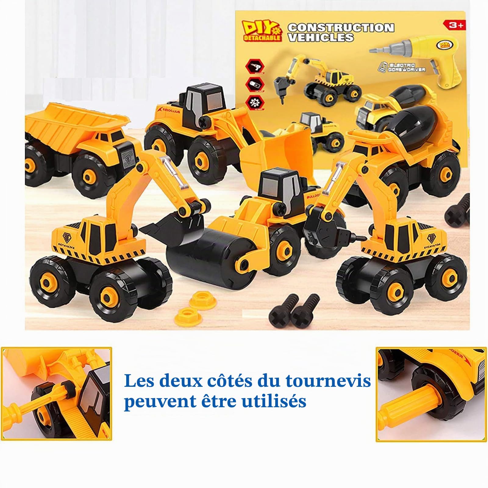 Stay Gent Démonter et Assembler Camion Kit Voiture Jouet avec Perceuse Électriqu, Construction Véhicules STEM Jouet Camion pour Enfants Cadeau Cadeaux Noël Éducatifs pour Garçons Filles 3 4 5 6 Ans