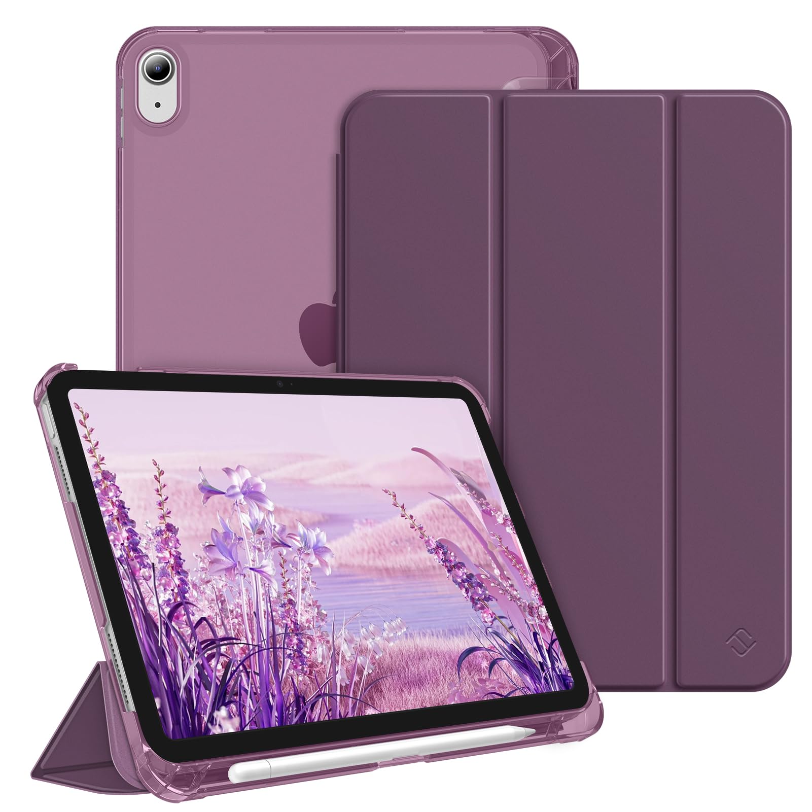 FINTIE iPad 10th Generation 10.9" 2022 Case with Built-in Pencil Holder - Slim Lightweight Semi-Transparent Back Cover Case with Auto Wake Up/Sleep, Purple