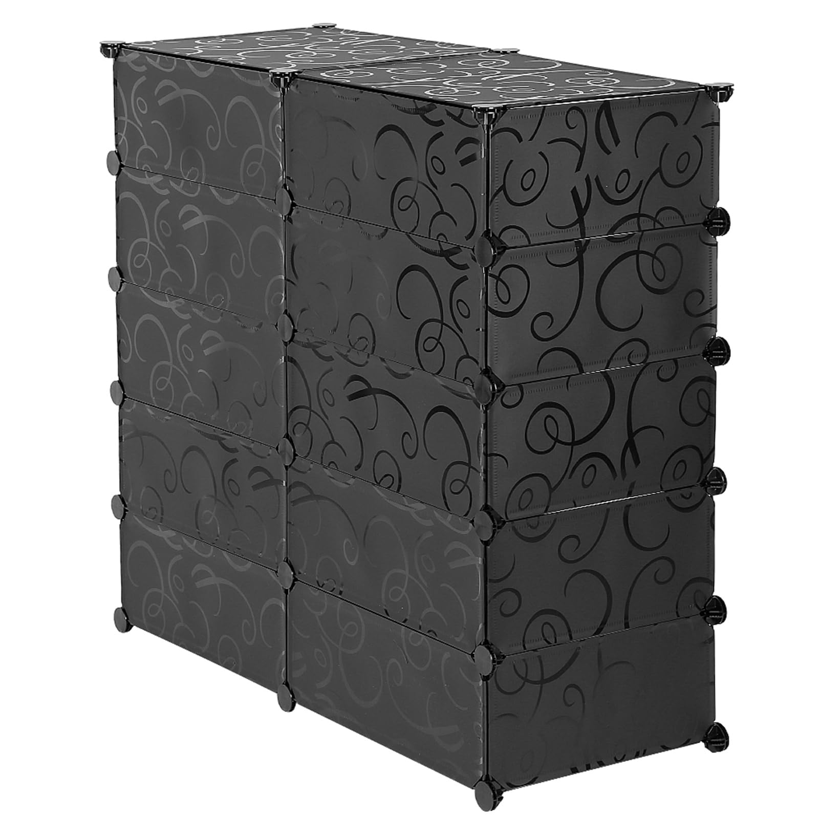 Scatola portaoggetti per scarpe con 10 scomparti, per scarpe da esterno, impermeabile, scaffale in plastica fai da te, con porta, per ingresso soggiorno, camera da letto, nero
