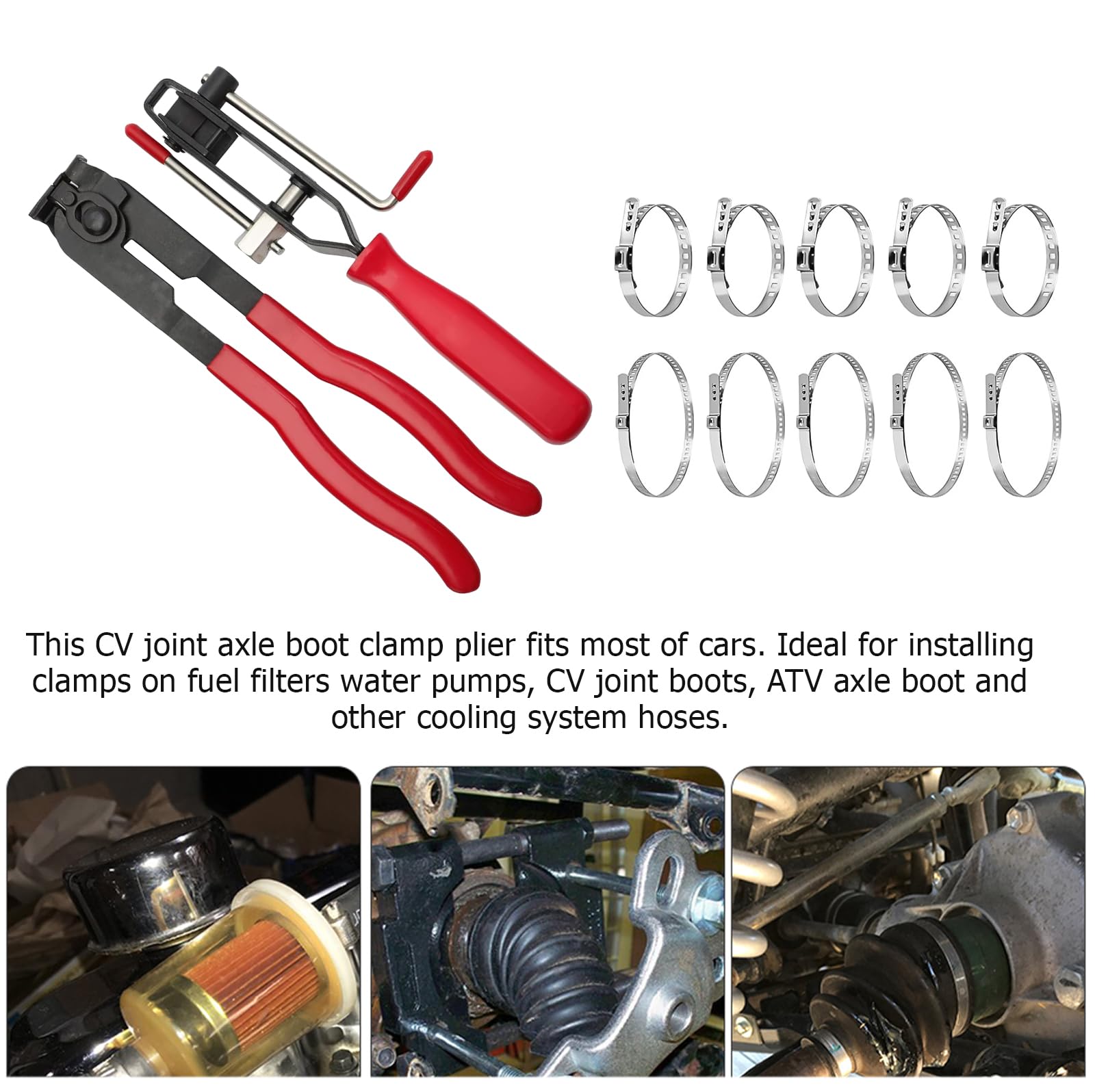 Set 14 Pinze Per Fascette E Manicotti - Per Auto, Moto, Con Taglio Integrato, Acciaio Inossidabile - Foto 9