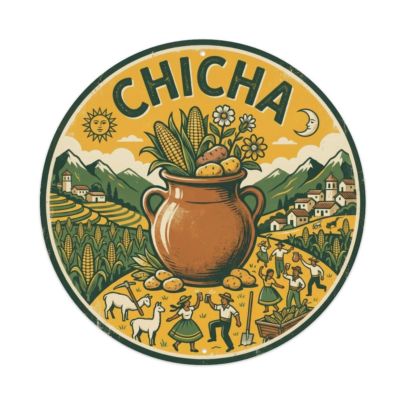 Old School Chicha Corn Beer Fermented Brew Hall Keg Tap Metal Tin Sign