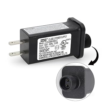 PREMIER ADAPTER 30V 0.2A 6W Power Supply for CZJUTAI JT-DC300V0200-C Christmas Lighting 1 Pack US 2PIN, UL/UKCA/CE Certified