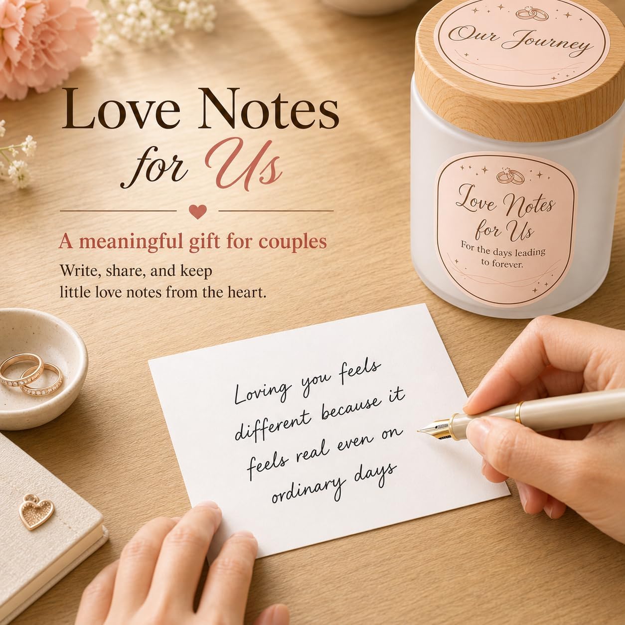 GOSSBY Memory Jar with DIY Love Note Cards for Couple - Anniversary, Christmas, Birthday Gift for Husband Wife Boyfriend Girlfriend - Sweet Message w/ 30 Blank & 10 Prewritten Notes, Guided Questions image 2