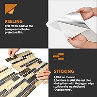 Vista 5 de WOWSTAR 10 hojas de azulejos para salpicaduras de cocina despegar y pegar, azulejos adhesivos para salpicaduras de cocina para pegar en la pared