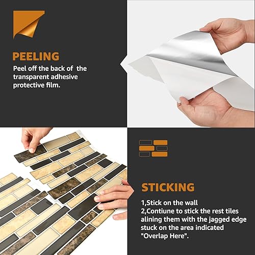 Miniatura 5 de WOWSTAR 10 hojas de azulejos para salpicaduras de cocina despegar y pegar, azulejos adhesivos para salpicaduras de cocina para pegar en la pared