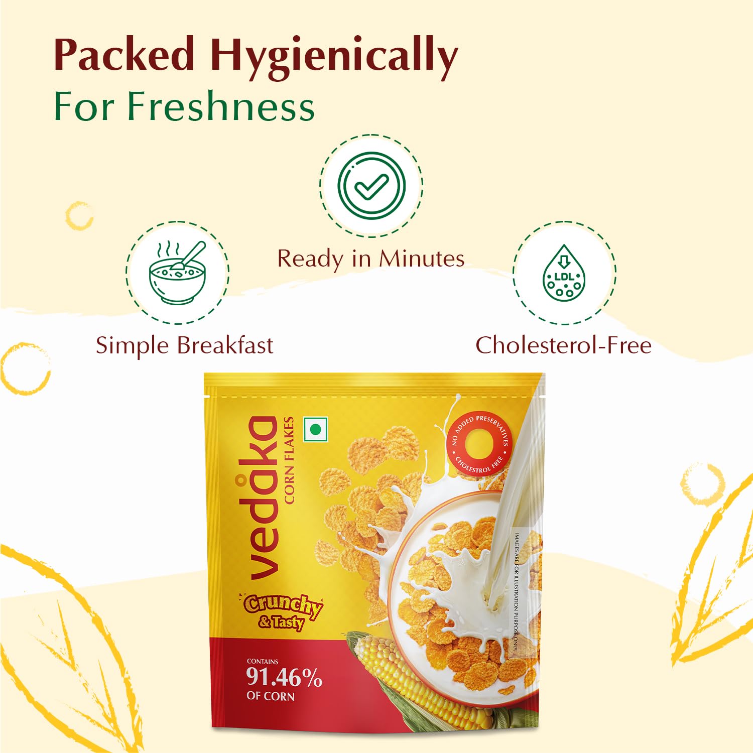 Amazon Brand - Vedaka Corn Flakes, 1.2 kg Super Saver Pack | Contains 91.46% of Corn |Crispy | Classic Breakfast Favorite | No Added Preservatives 4 71fZzd9PZVL. SL1500