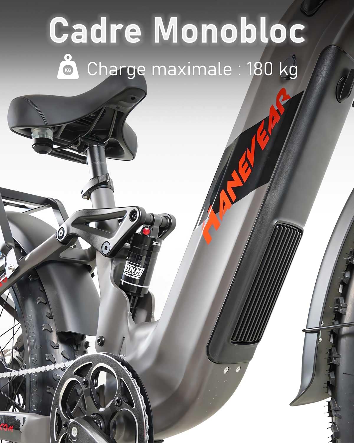 HANEVEAR HM26 Vélo Électrique, 150KM+ VTT Électrique Batterie LG 52 V 20,8 Ah, Capteur de Couple, Moteur de 95 Nm et Fat Bike Électrique Tout Suspendu, E-Bike pour Femmes Hommes