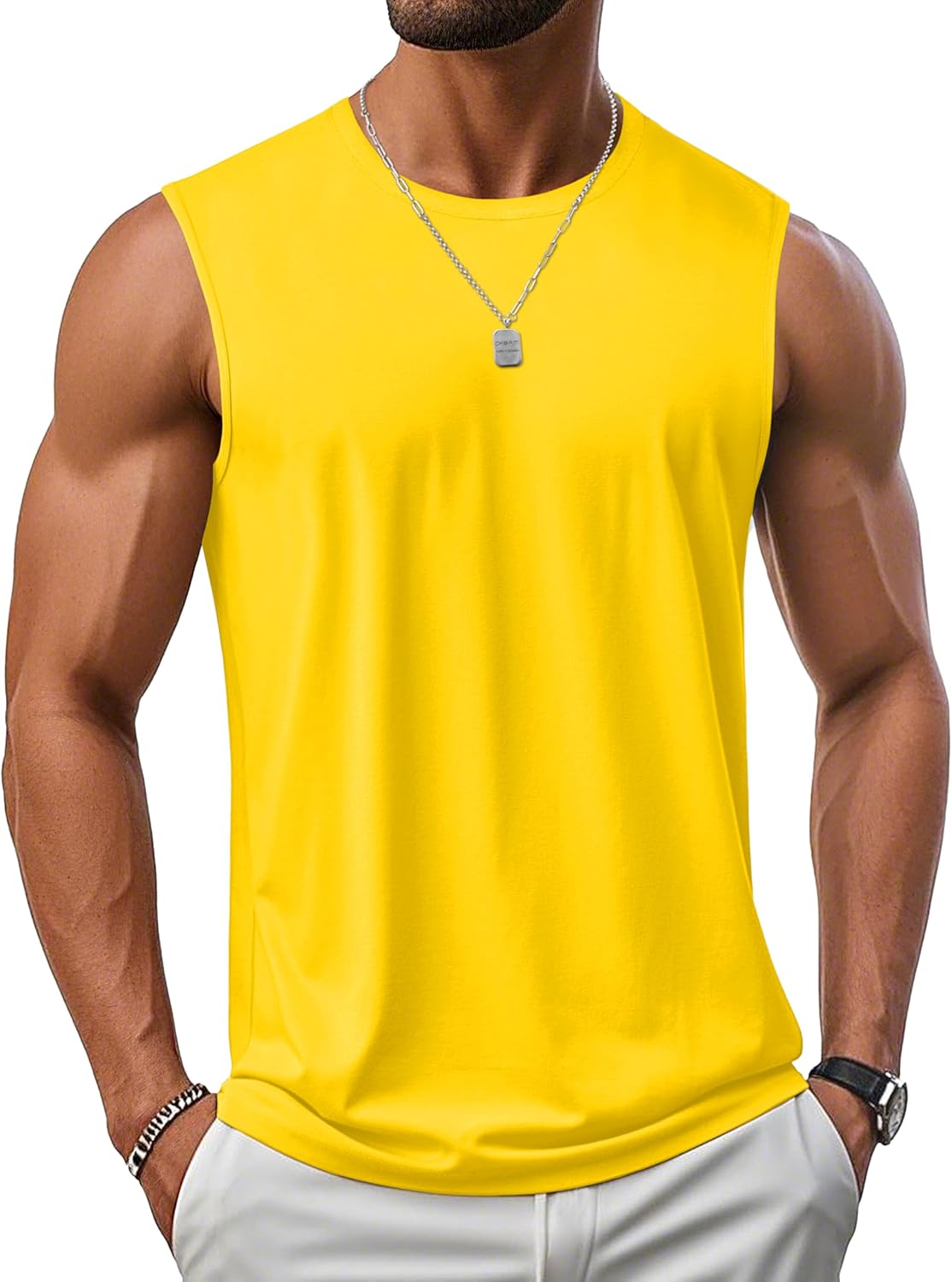MAGCOMSEN Men's UPF 50+ Tank Top Workout Sleeveless Muscle Shirts Lightweight Casual Cooling Sleeveless Shirt for Gym Beach