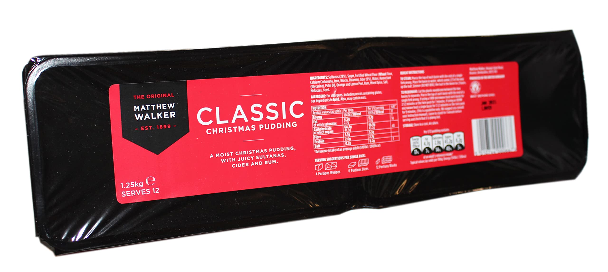 The Original Matthew Walker EST. 1899, Vegan Classic Christmas Pudding Loaf 1.25 kg (Pack of 1) – A Rich And Moist Traditional Recipe – Perfect For Sharing At Family Feasts Or Catering Menus