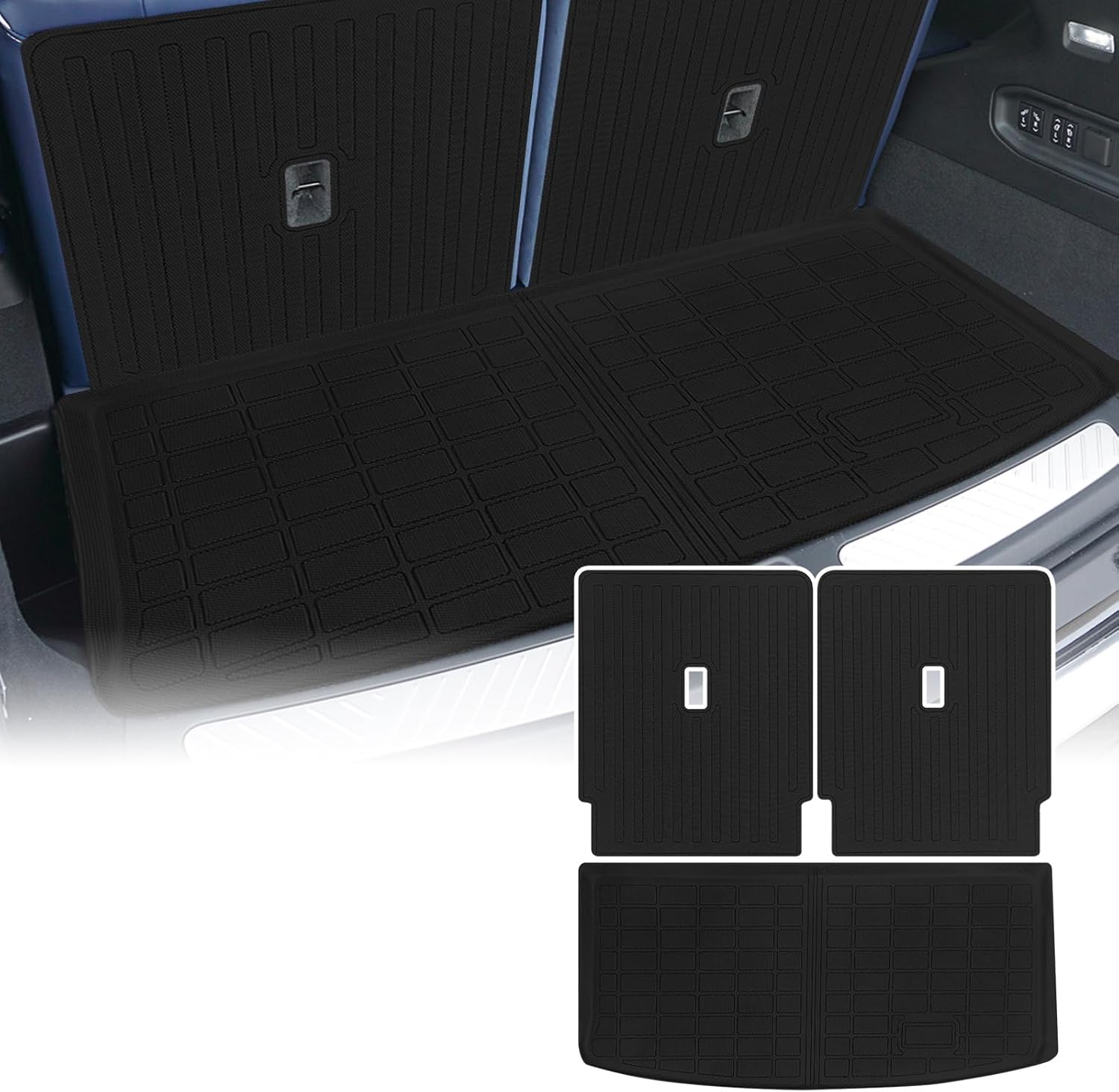 Cargo Liners Backrest Mat for Cadillac Vistiq Accessories 2026 with Hook&Loop Rear Trunk Mat Rear Seat Back Cover Protector All Weather Anti-Slip Split Dog Liner