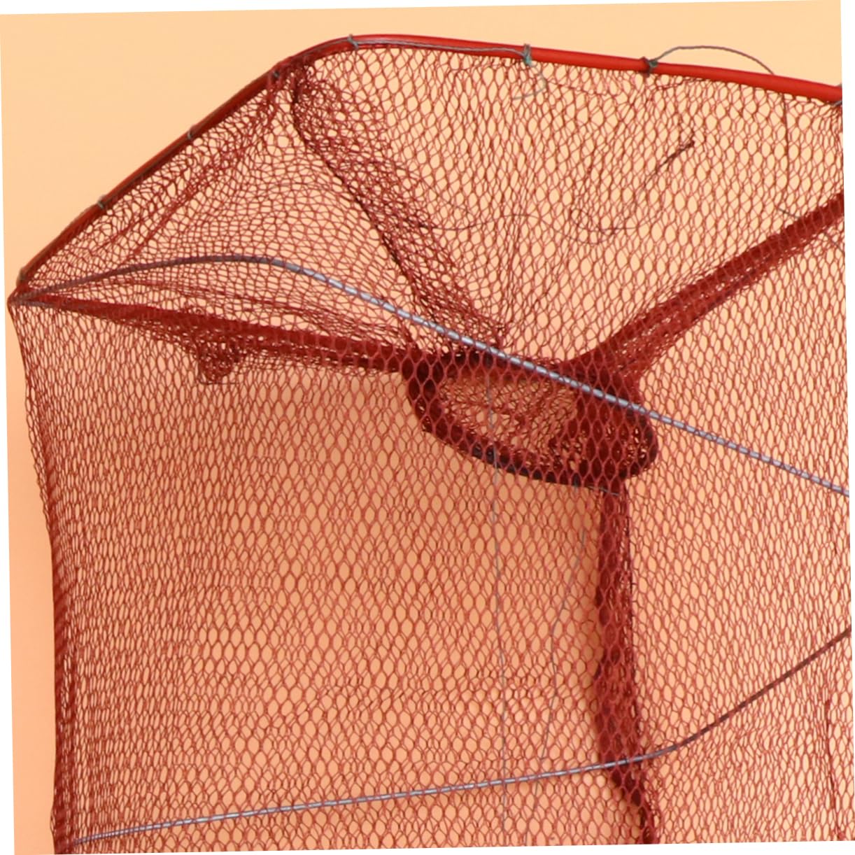 Gabbia da Pesca Rettangolare Pieghevole 10 Pezzi in Nylon | Capacità Ampia, Rosso, Doppia Tasca Cerniera, Uso Indoor per Acquacoltura, Adatta a Gamberi e Pesci Colore Casuale